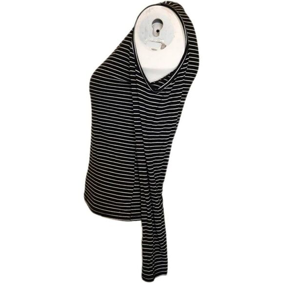 Forever 21 womens large black white striped y2k cold shoulder long sleeve shirt - Picture 4 of 4